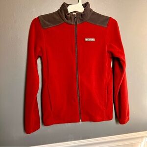 Columbia Youth Fleece Full-Zip Jacket Burgundy/Grey, Size 14/16, NWOT